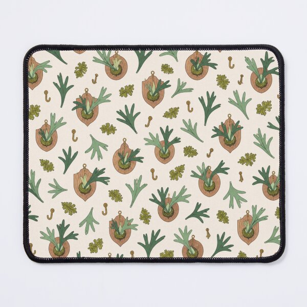 Item preview, Staghorn Fern Plant Pattern | Mounted Staghorn Ferns on Wood Plaques, Mid Century Houseplant Print designed and sold by StickyGuys.