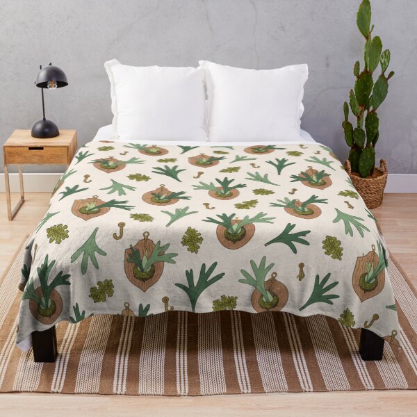 Item preview, Staghorn Fern Plant Pattern | Mounted Staghorn Ferns on Wood Plaques, Mid Century Houseplant Print designed and sold by StickyGuys.