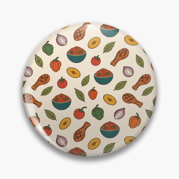 Item preview, Jollof Rice West African Food Pattern | Jollof, Fried Plantain, Chicken and Scotch Bonnet Peppers designed and sold by StickyGuys.