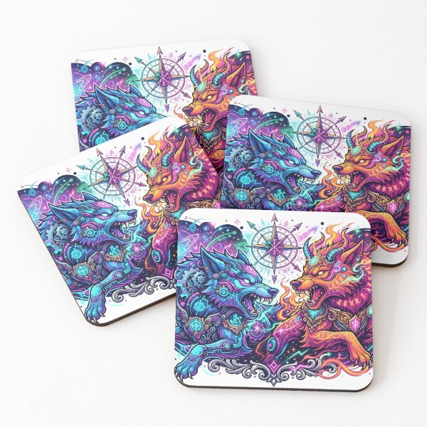 Item preview, Opposing Wolves Art, Fire Wolf and Ice Wolf Design designed and sold by Terra Nova Collective.
