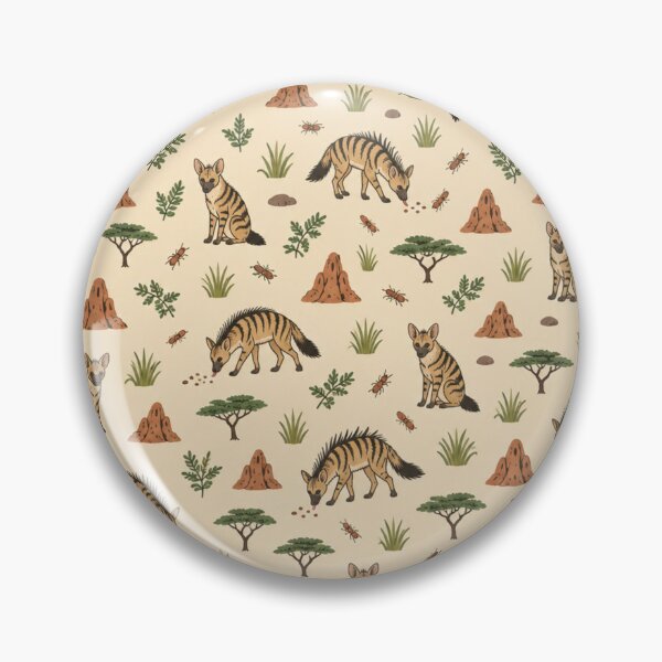Item preview, Aardwolf African Animal Pattern | Striped Hyena Relative with Termite Mounds and Acacia Trees designed and sold by StickyGuys.