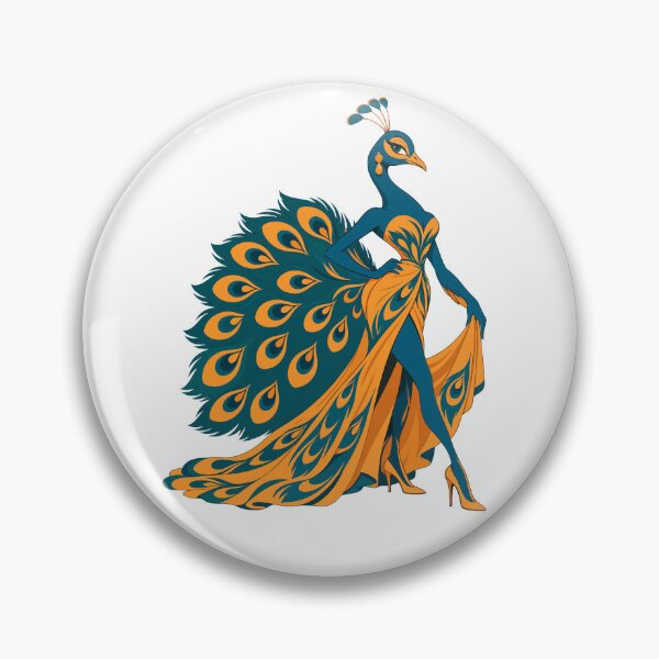 Item preview, Glamorous Peafowl Fashion Art - Colorful Feather Gown designed and sold by karamram.