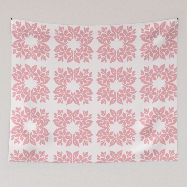 Item preview, Pink Plumeria Hawaiian Quilt Pattern Flowers designed and sold by peachycrossing.