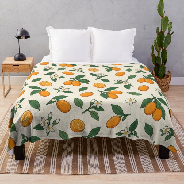 Item preview, Kumquat Botanical Fruit Pattern | Kumquat Branches, Blossoms and Halved Kumquats on Cream designed and sold by StickyGuys.