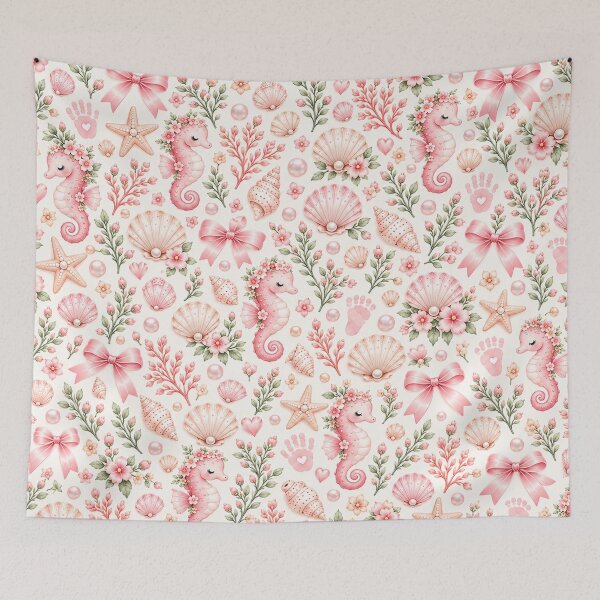 Item preview, Little Ocean Dreams – Pink Seahorse Baby Girl Nursery Pattern designed and sold by HO•Designs.