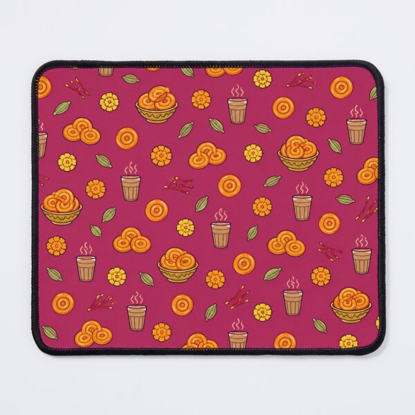Item preview, Jalebi Indian Sweets Pattern | Orange Jalebi Spirals, Masala Chai, Marigolds and Saffron on Pink designed and sold by StickyGuys.