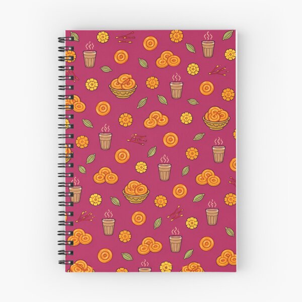 Item preview, Jalebi Indian Sweets Pattern | Orange Jalebi Spirals, Masala Chai, Marigolds and Saffron on Pink designed and sold by StickyGuys.