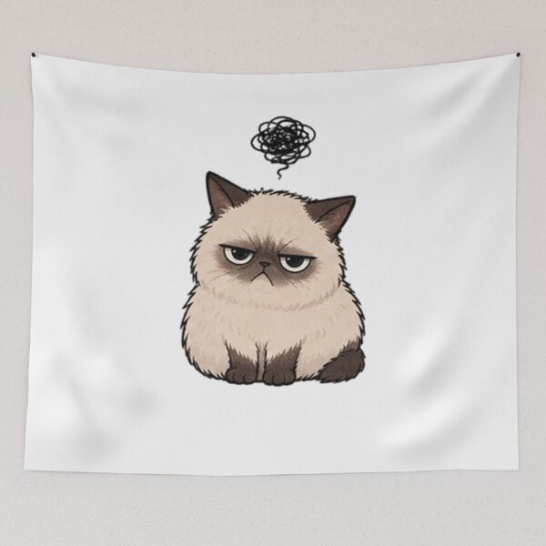 Item preview, Cat Funny Grumpy Cat Mood Annoyed Siamese designed and sold by fati-stor.