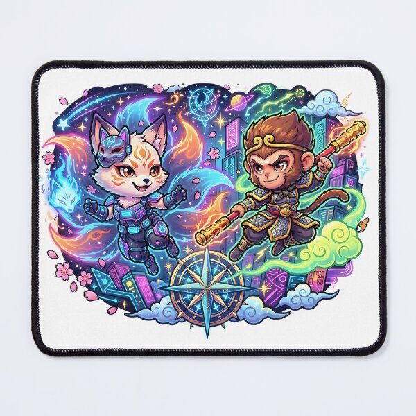 Item preview, Cat Warrior Art, Feline Fighter with Monkey Warrior designed and sold by Terra Nova Collective.