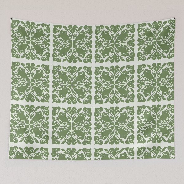 Item preview, Cute Frog Quilt Pattern with Lily Pads designed and sold by Small Kine Prints.