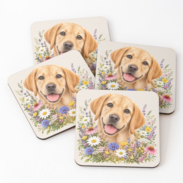 Item preview, Golden Labrador with wildflowers - Cute Floral Dog Portrait designed and sold by Nature's Palette.
