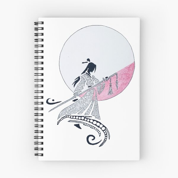 Item preview, Moonlit Warrior — Blush Pink Moon | Japanese Line Art designed and sold by Fusion-Line-Artworks.