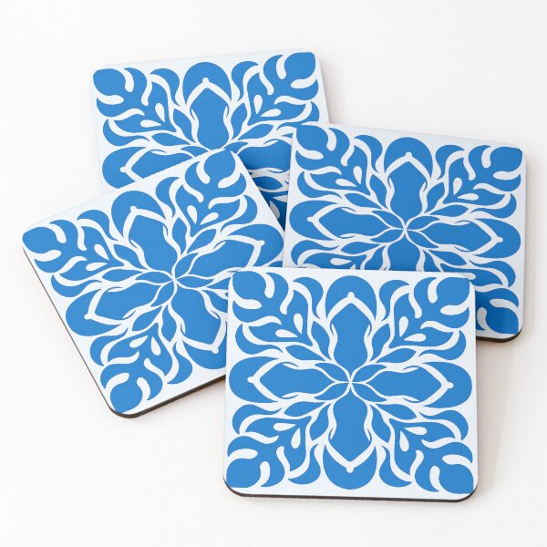 Item preview, Blue Hawaiian Quilt Pattern Tropical Leaves designed and sold by Small Kine Prints.