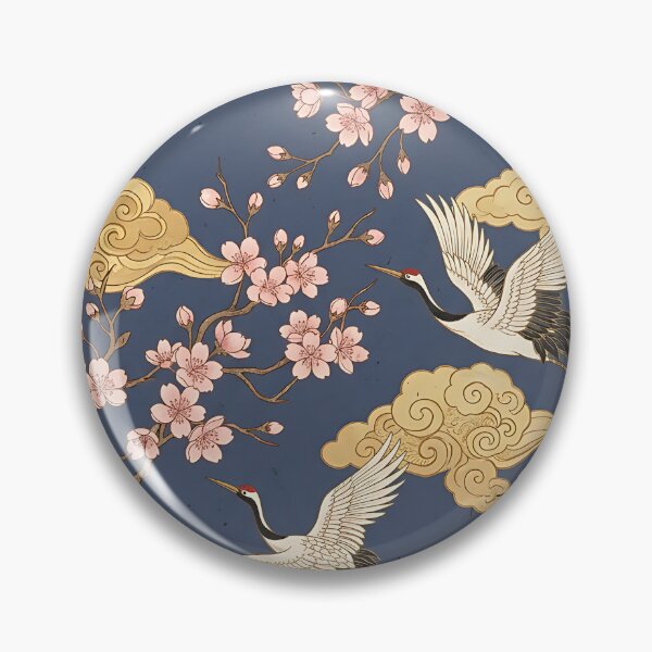 Item preview, Japanese Cranes And Sakura Cherry Blossoms designed and sold by wallpapersarts.