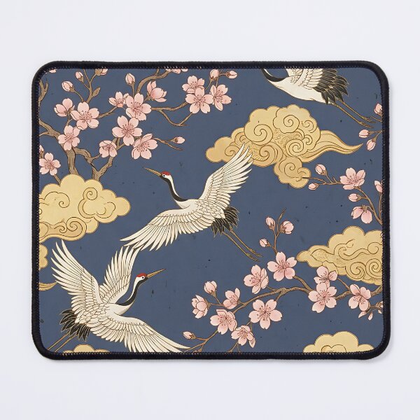 Item preview, Japanese Cranes And Sakura Cherry Blossoms designed and sold by wallpapersarts.