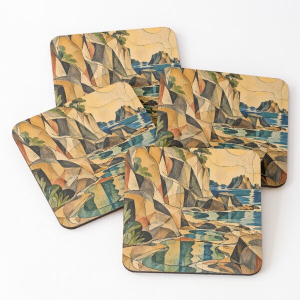 Item preview, Rocky Coast Tide Pools Geometric Seascape Art designed and sold by Amalia Gutyz.