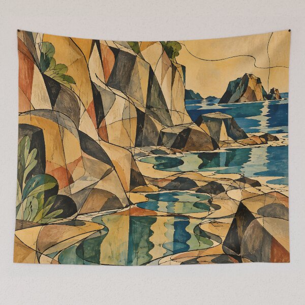 Item preview, Rocky Coast Tide Pools Geometric Seascape Art designed and sold by Amalia Gutyz.