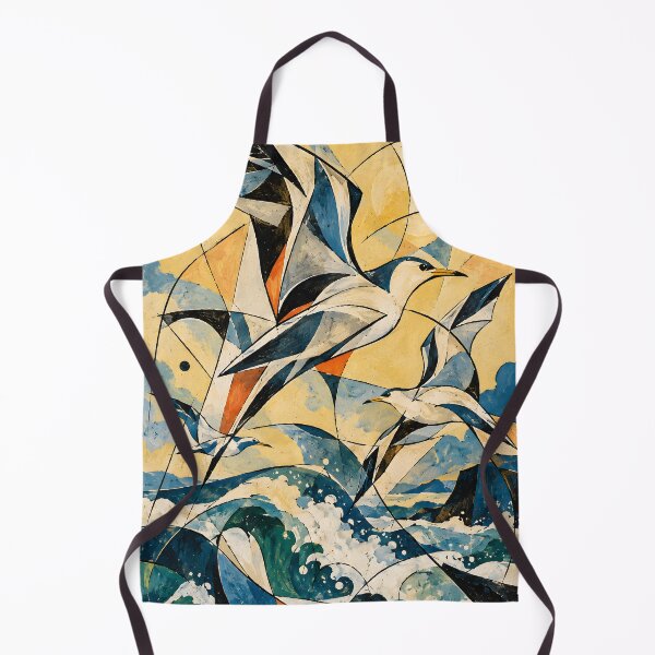 Item preview, Seagulls Over Ocean Waves Geometric Coastal Art designed and sold by Amalia Gutyz.