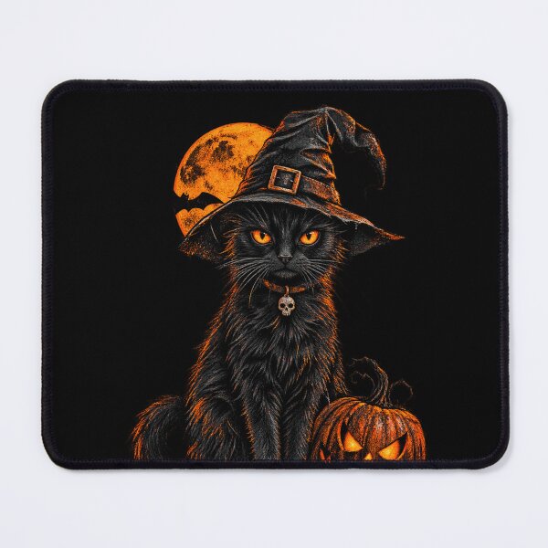 Item preview, Spooky Mad Black Cat with Halloween Pumpkin designed and sold by COOL CAP.
