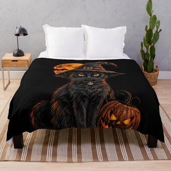 Item preview, Spooky Mad Black Cat with Halloween Pumpkin designed and sold by COOL CAP.