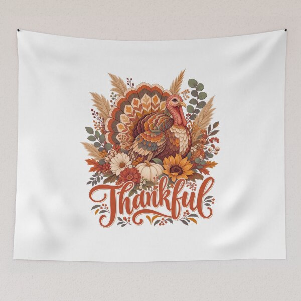 Item preview, Thankful Autumn Turkey Floral Harvest designed and sold by LuveraxArt.