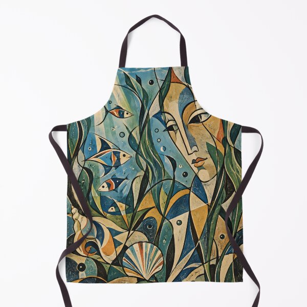 Item preview, Underwater Woman with Fish and Seaweed Geometric Ocean Art designed and sold by Amalia Gutyz.