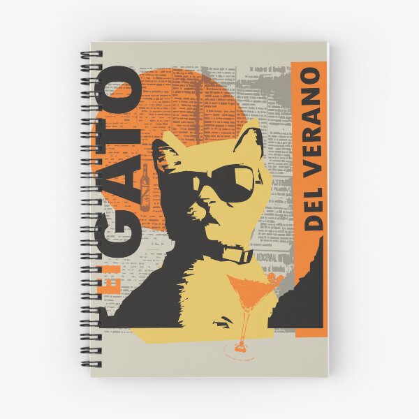 Aperçu de l'œuvre El Gato Del Verano Cool Cat journal vintage graphique rétro créée et vendue par KiwiRider.