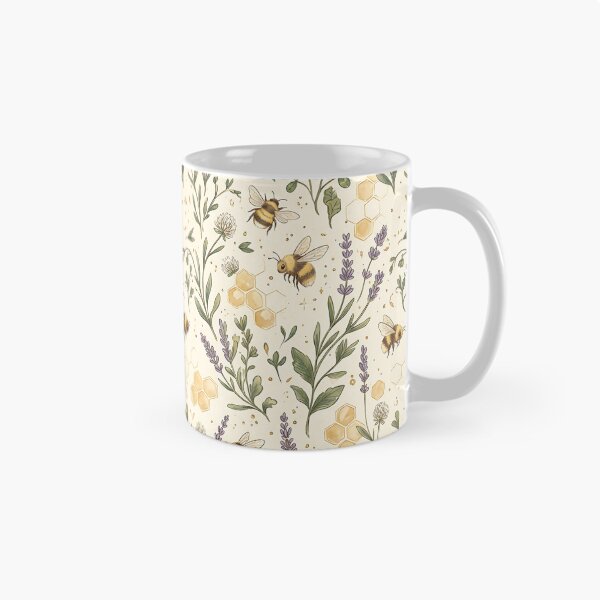 Artikelvorschau, Honeybee And Golden Honeycomb Botanical Pattern entworfen und verkauft von wallpapersarts.