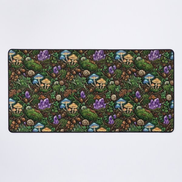 Item preview, Goblincore Woodland Mushrooms And Crystals Pattern designed and sold by wallpapersarts.