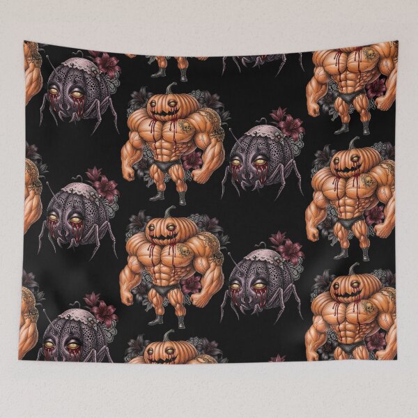 Item preview, Gym Pumpkin Monster - Muscular Jack-o'-Lantern Dark Fantasy designed and sold by LujziWorld.