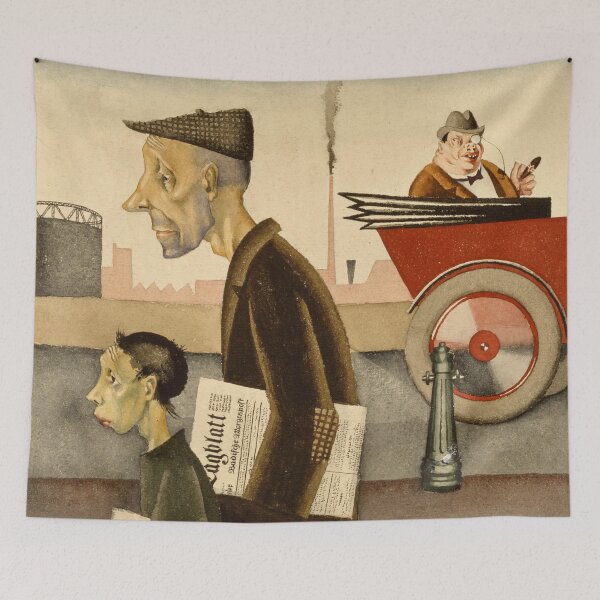 Item preview, Vintage German Art Print, Arbeit Schändet by Georg Scholz, Satirical Social Realism Painting designed and sold by RickE.