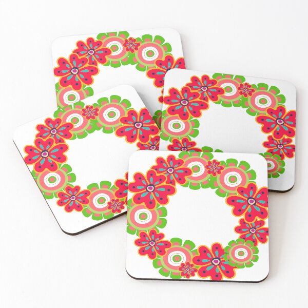 Item preview, Colorful Floral Wreath with Bright Red Flowers and Green Leaves designed and sold by Zhanna LL.