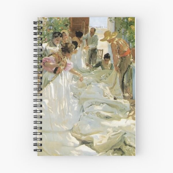 Item preview, Impressionist Seascape Wall Art, Mending the Sail by Joaquín Sorolla, Vintage Mediterranean Painting designed and sold by RickE.