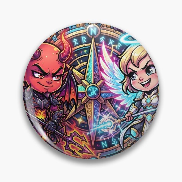 Item preview, Demon and Angel Art, Fire Demon with Compass designed and sold by Terra Nova Collective.