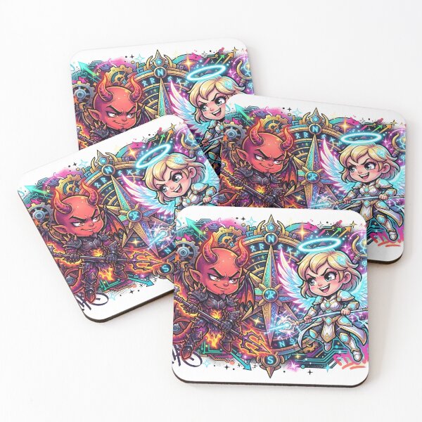 Item preview, Demon and Angel Art, Fire Demon with Compass designed and sold by Terra Nova Collective.