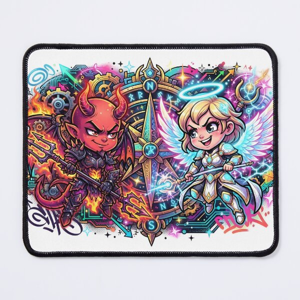 Item preview, Demon and Angel Art, Fire Demon with Compass designed and sold by Terra Nova Collective.