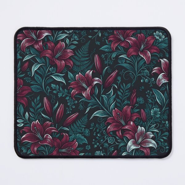 Item preview, Dark Botanical Burgundy Lily Floral Pattern designed and sold by Owcomm.
