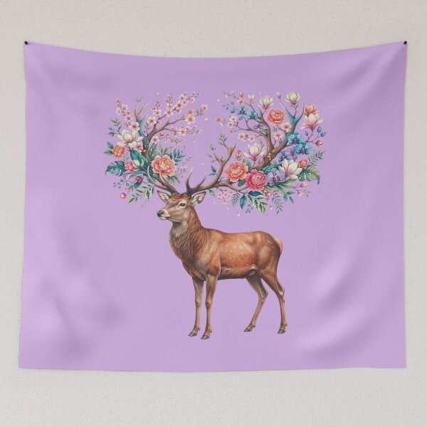 Item preview, Botanical Stag with Floral Antlers designed and sold by ImageryLoom.