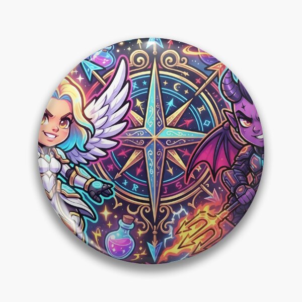 Item preview, Angel Demon Compass Art, Celestial Pair with Navigator Star designed and sold by Terra Nova Collective.