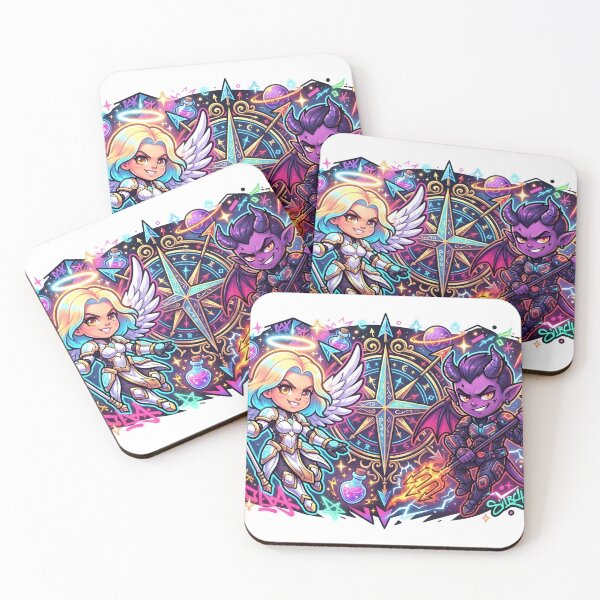 Item preview, Angel Demon Compass Art, Celestial Pair with Navigator Star designed and sold by Terra Nova Collective.