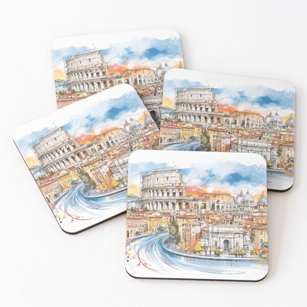 Item preview, Watercolor Rome Cityscape designed and sold by kolonjArt.