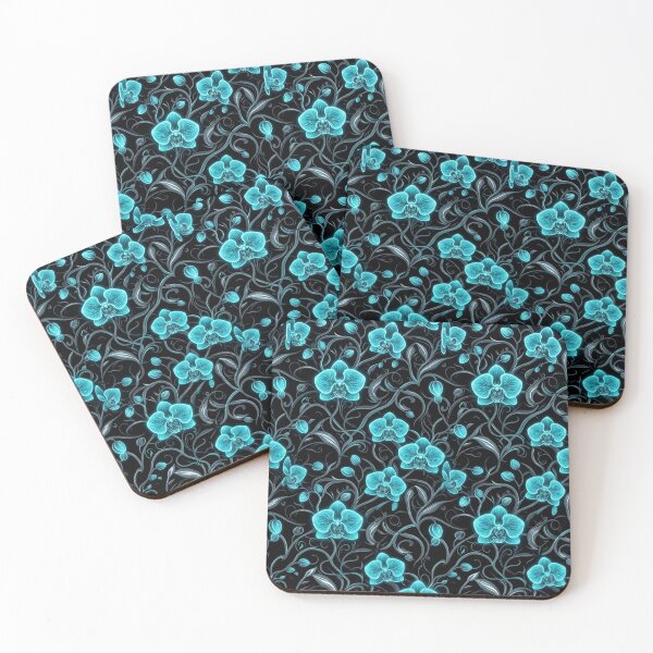 Item preview, Luminous Cyan Glowing Orchid Floral Pattern designed and sold by Owcomm.