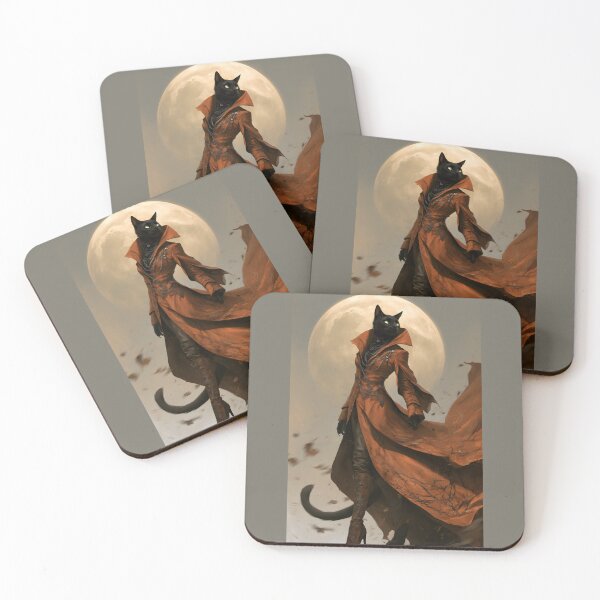Item preview, Gothic Cat Woman, Victorian Fantasy Art, Steampunk Feline, Celestial Moon designed and sold by Art.Fusion.Studio.