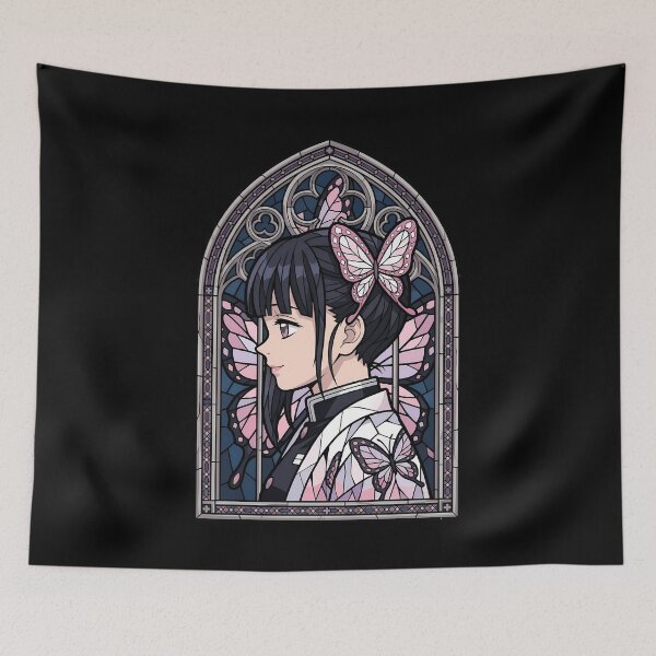 Item preview, Kanao Tsuyuri Demon Slayer Midnight Butterfly Stained Glass Portrait designed and sold by mildaclairmo.