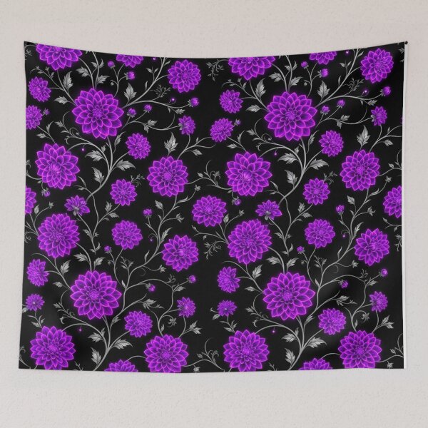 Item preview, Glowing Purple Dahlia Floral Vine Pattern designed and sold by Owcomm.