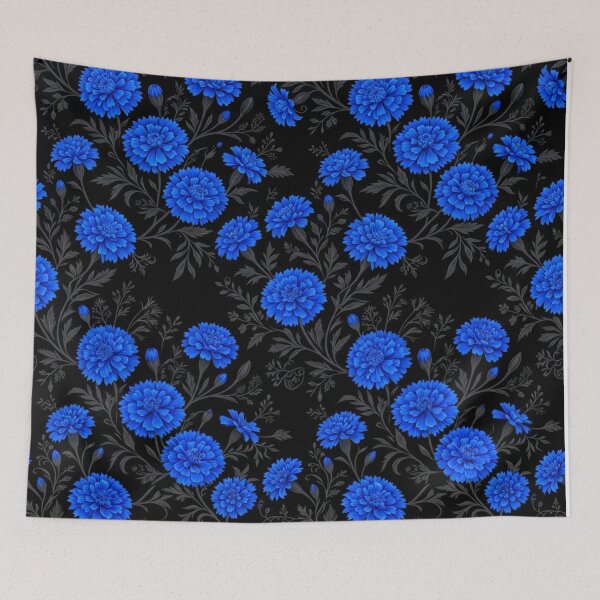 Item preview, Vibrant Blue Floral Seamless Pattern Dark Background designed and sold by Owcomm.