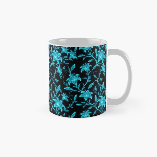 Item preview, Glowing Neon Blue Floral Lily Pattern designed and sold by Owcomm.