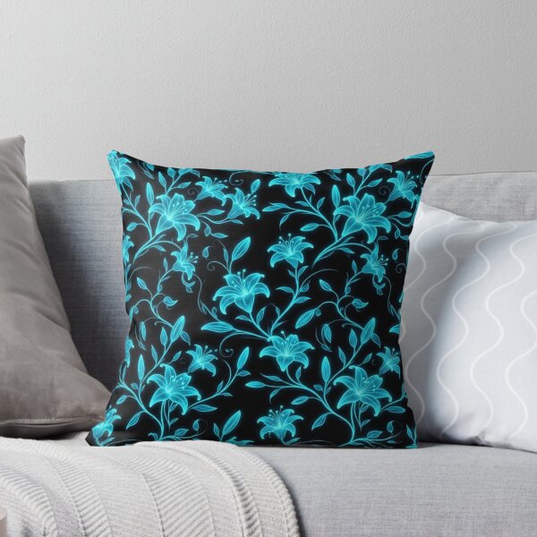 Item preview, Glowing Neon Blue Floral Lily Pattern designed and sold by Owcomm.