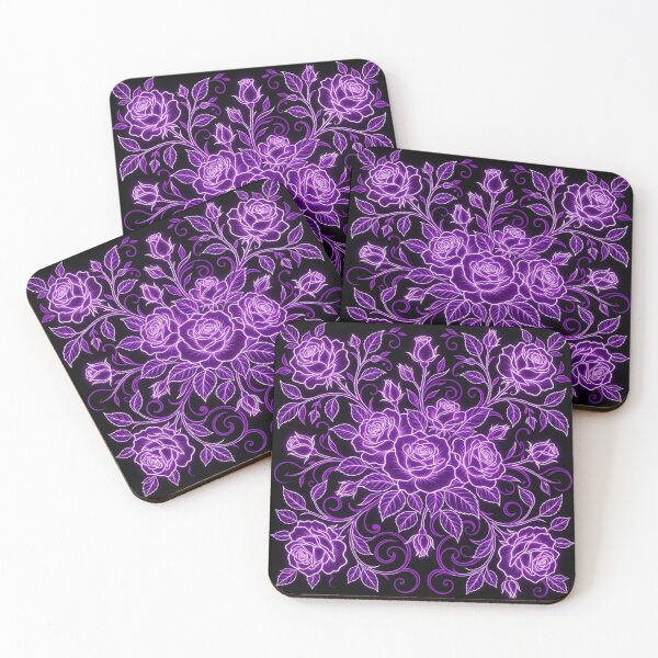 Item preview, Glowing Purple Neon Roses Floral Pattern designed and sold by Owcomm.