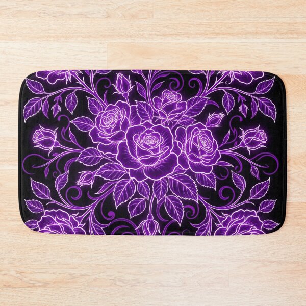Item preview, Glowing Purple Neon Roses Floral Pattern designed and sold by Owcomm.